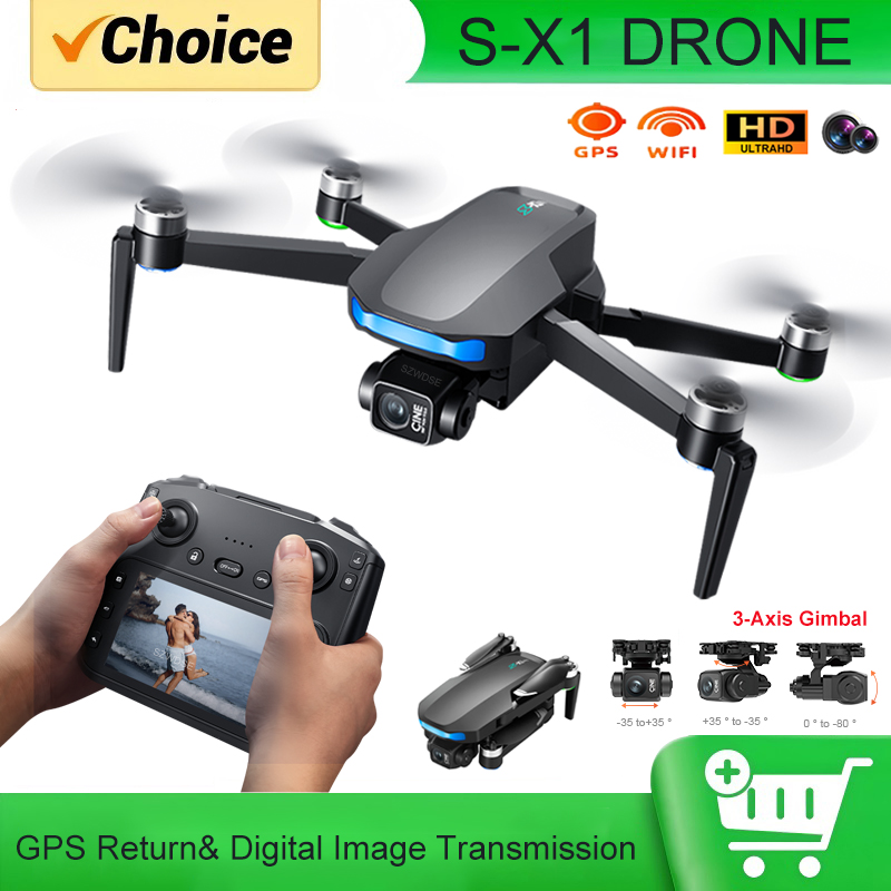 Drone X1 Rc - 3 Eksenli Gimbal'lı, 5000m Menzilli, FPV