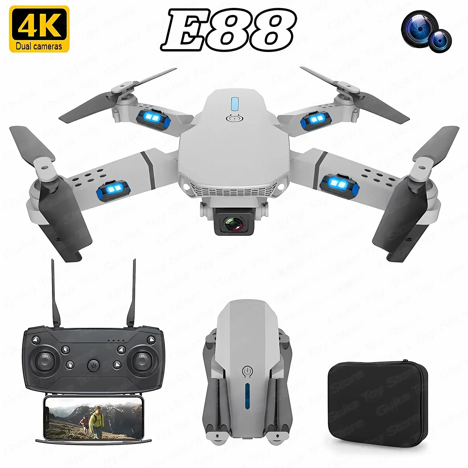 Drone Rc Plegable - E88 Pro WIFI FPV Drone Geniş
