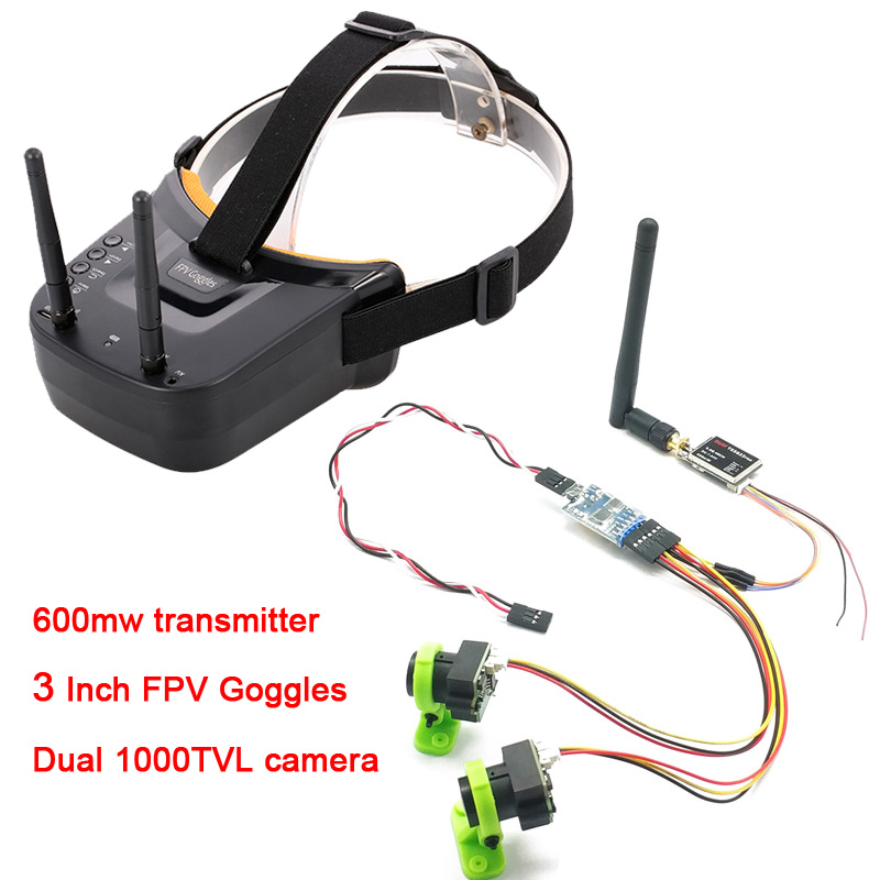 Fpv Goggles Headset - 3 kanal çift Video kamera CMOS