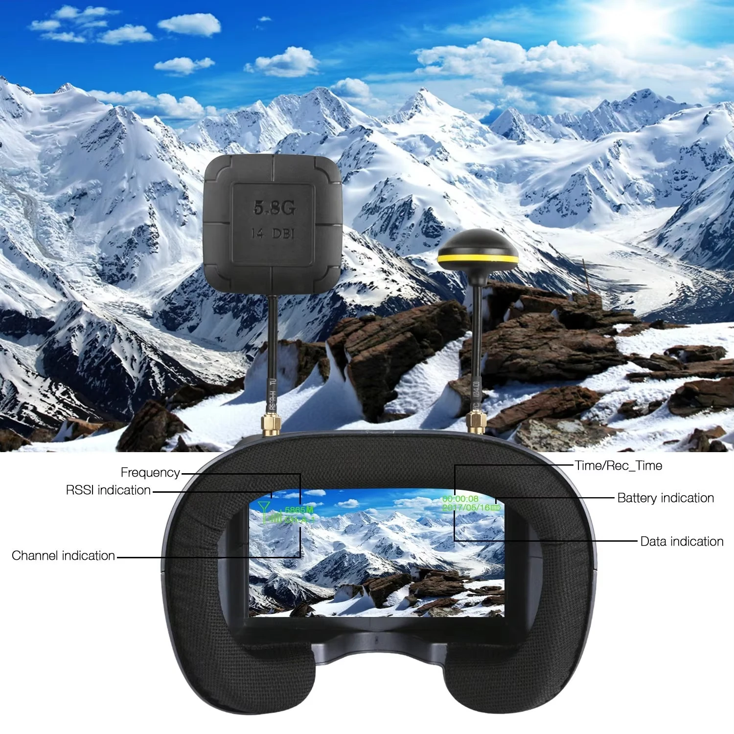 SkyDElEV800D 5 İnç 800*480 FPV - Fpv Goggles Headset incelemesi ve fiyatı