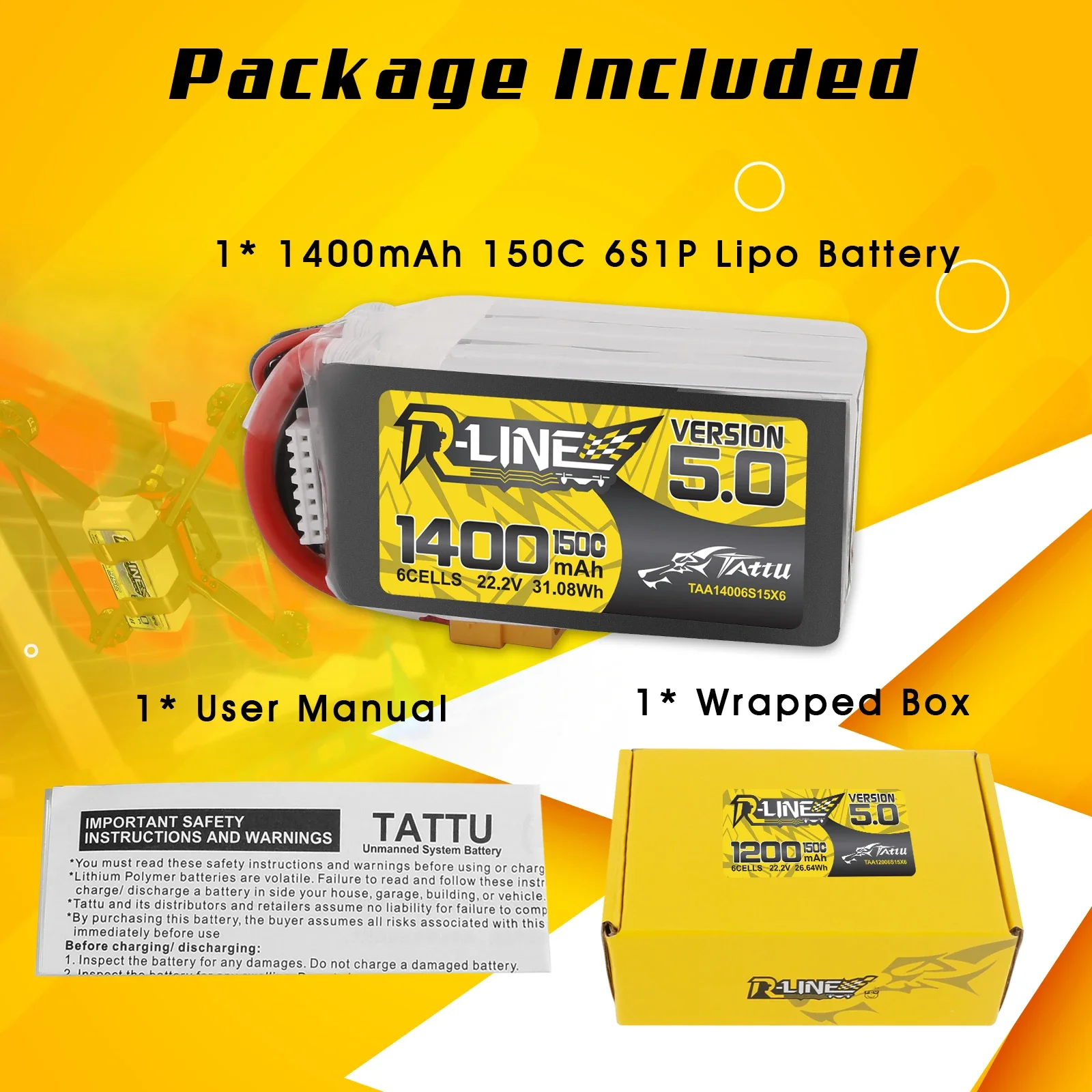Tattu R-Line 1200 mAh 1400 mAh - Drone Frame 5 Inch incelemesi ve fiyatı