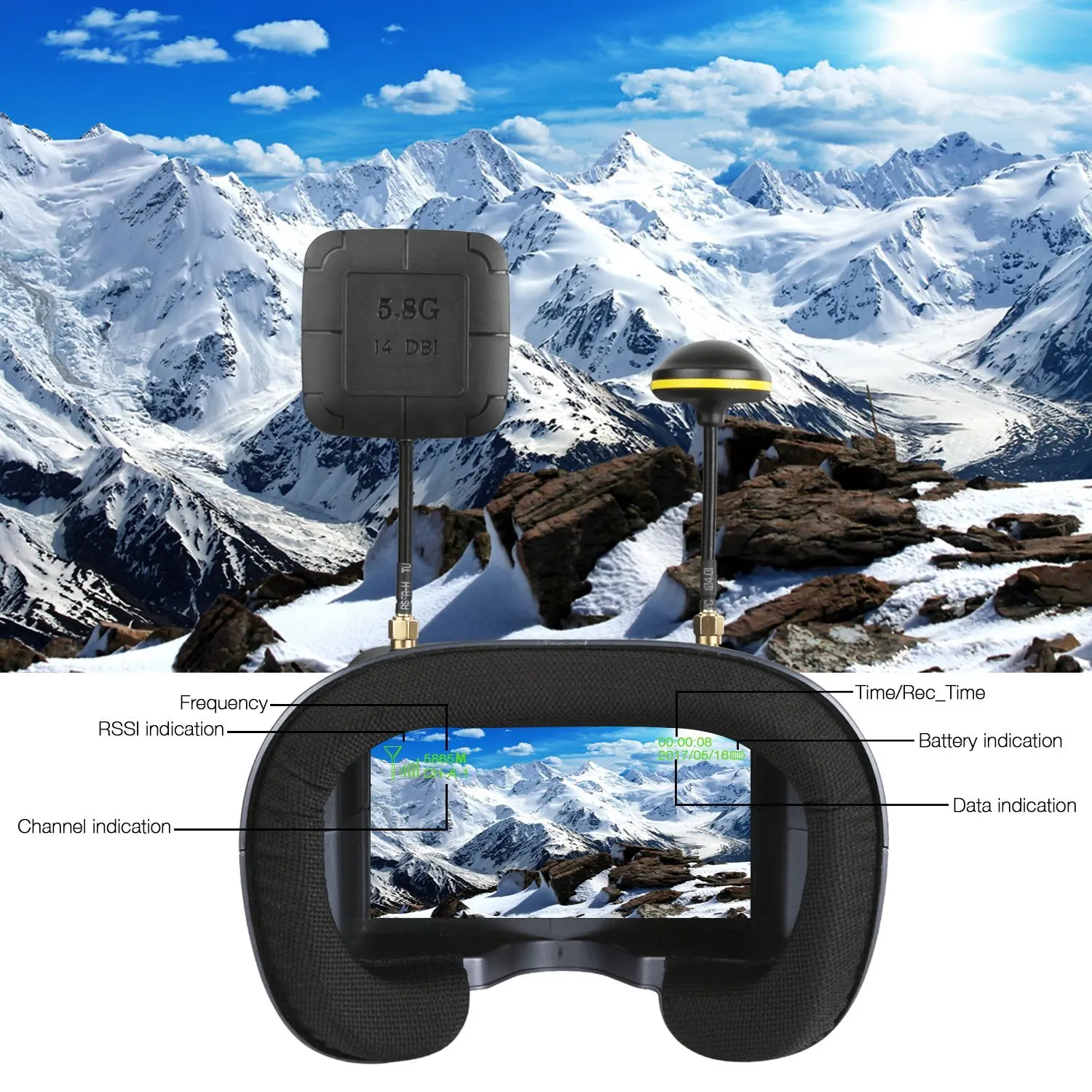 5.8G 40CH 4.3 Inç 800*480 Vide - Fpv Goggles Headset incelemesi ve fiyatı